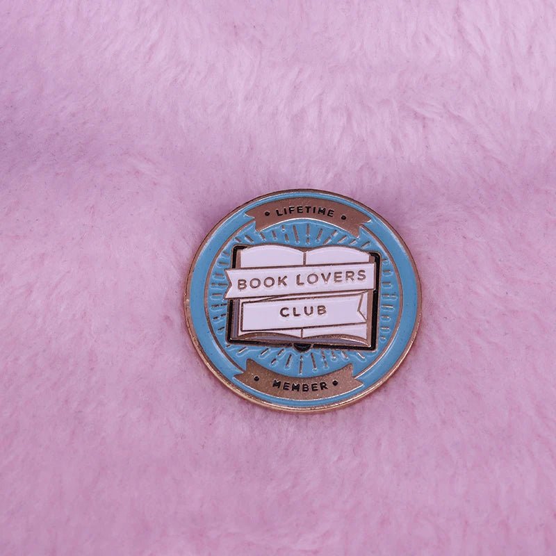Book Lovers Club Enamel Pin — Bibliophile Late Night Reader Badge