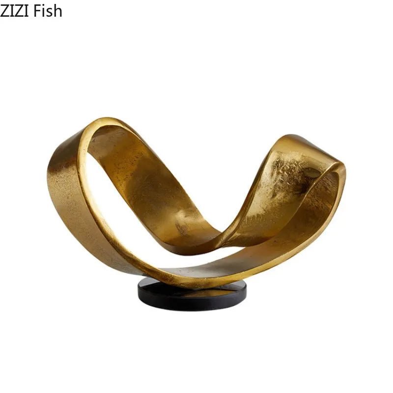 Golden Geometric Abstract Statue - Luxury Home Decor
