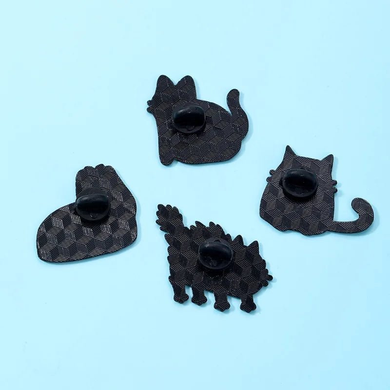 Black Cat-Shaped Enamel Pin — Creative Animal Alloy Badge