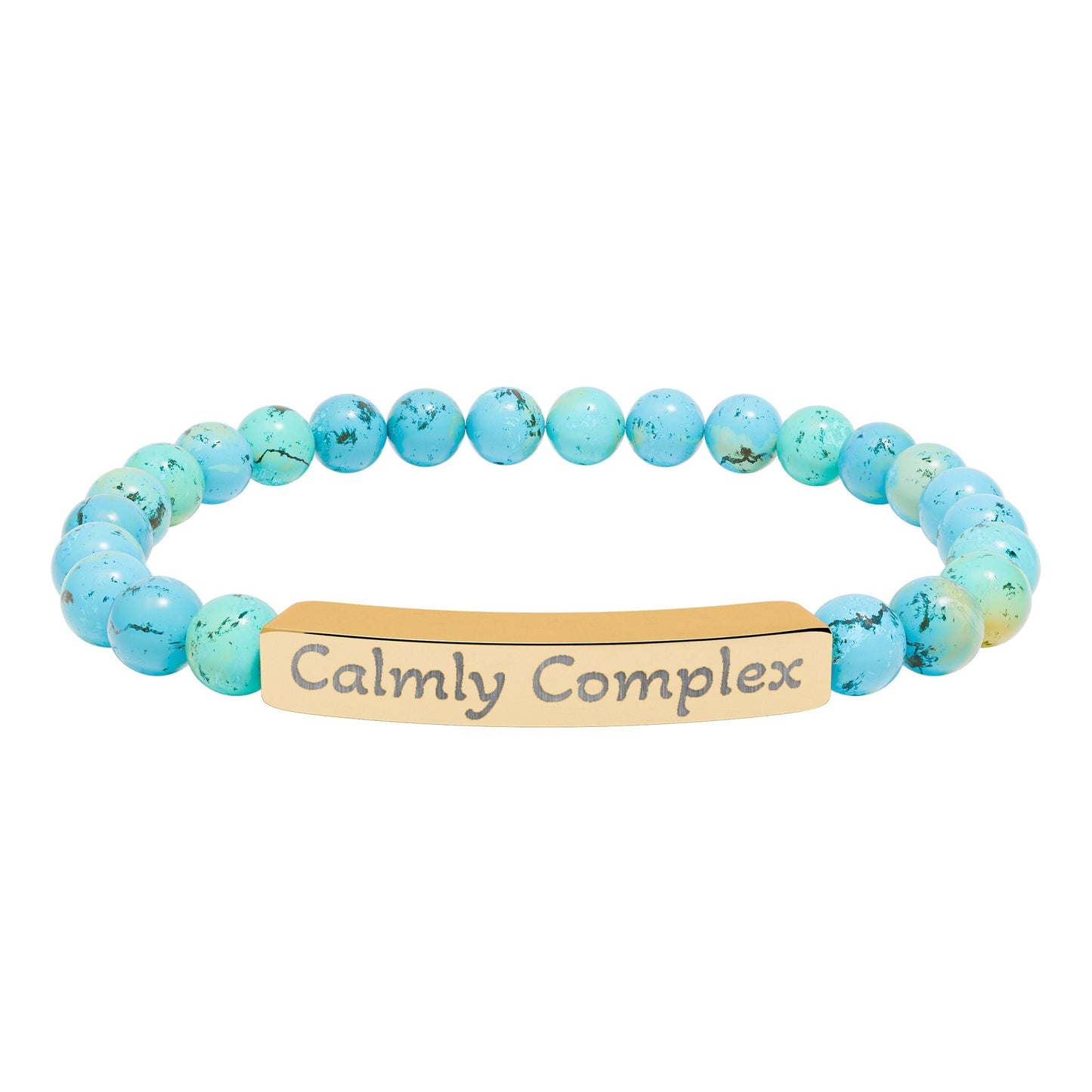 'Calmly complex' - Engraved Natural Stone Bar Bracelet - Atlas of Imaginary Worlds