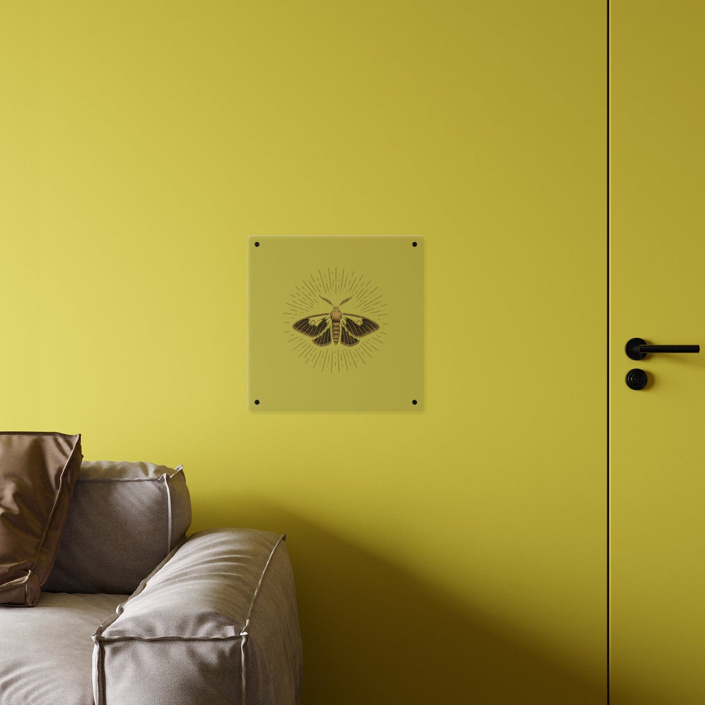 Lumen Gold Moth Acrylic Wall Art Panel — Minimalist Botanical - Inspired Home Décor - Atlas of Imaginary Worlds