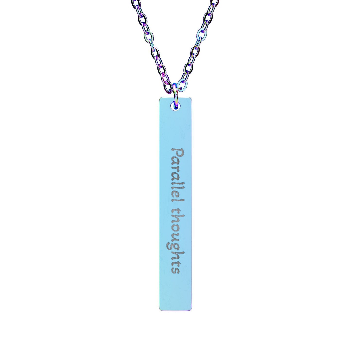 'Parallel thoughts' - Engraved Vertical Bar Necklace - Atlas of Imaginary Worlds
