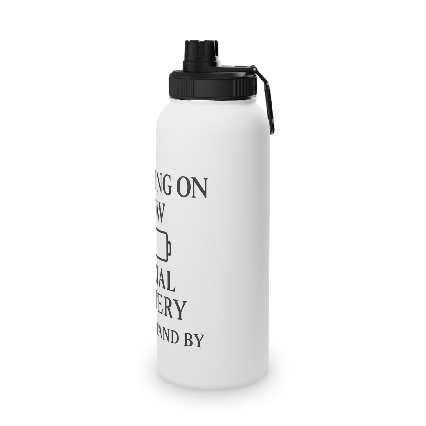 Running on Low Social Battery Stainless Steel Water Bottle — Sports Lid - Atlas of Imaginary Worlds