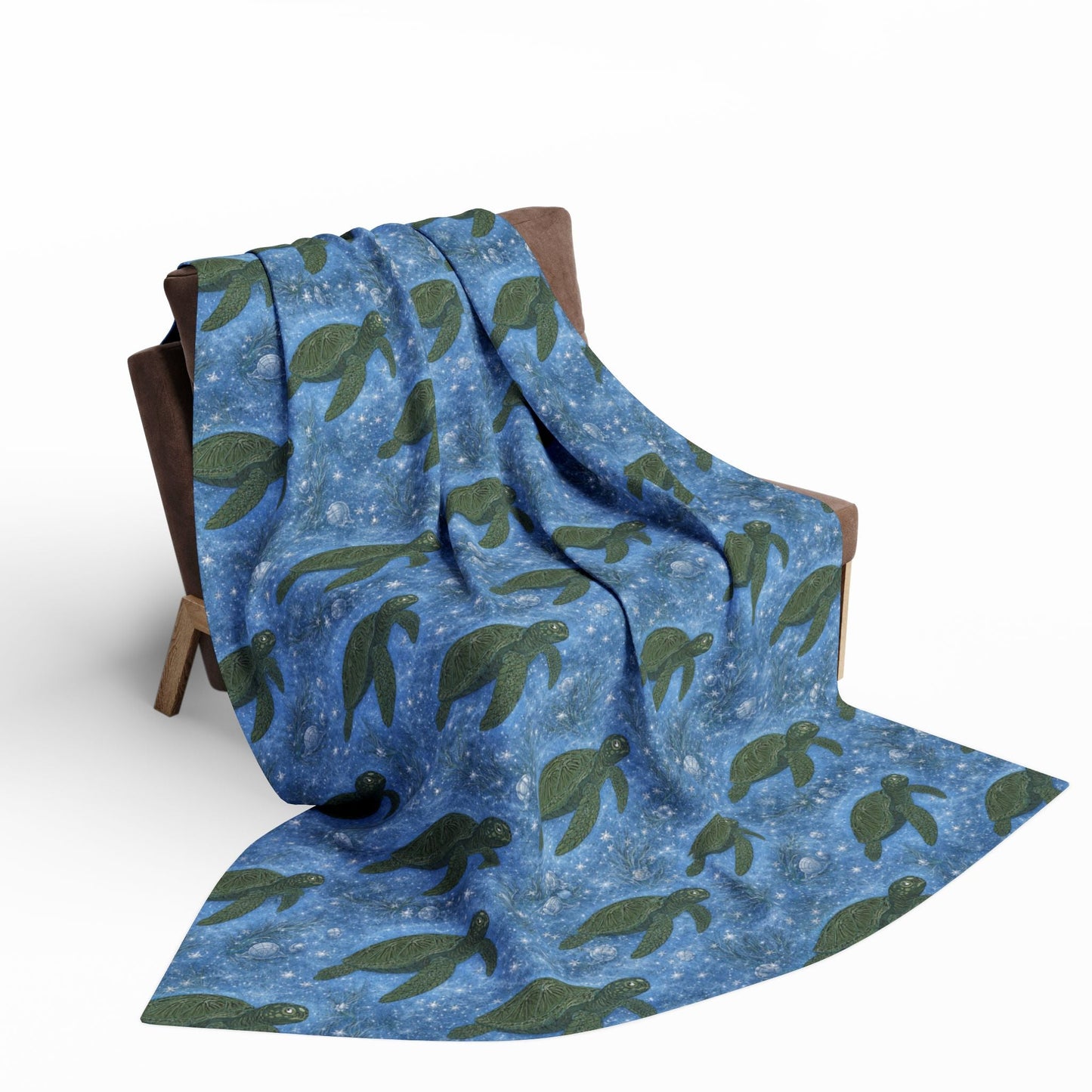 Sea Turtle Fleece Blanket — Ocean Blue Cozy Throw for Beach Lovers & Gifts - Atlas of Imaginary Worlds
