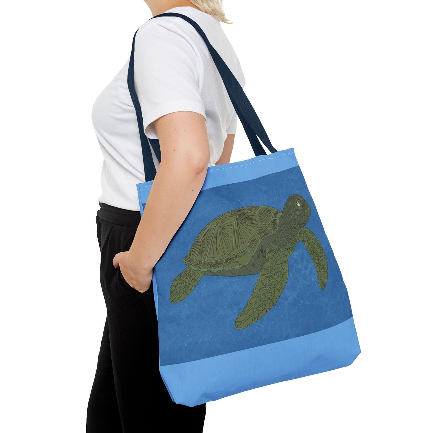 Sea Turtle Tote Bag — Ocean Blue AOP Beach Shopper - Atlas of Imaginary Worlds