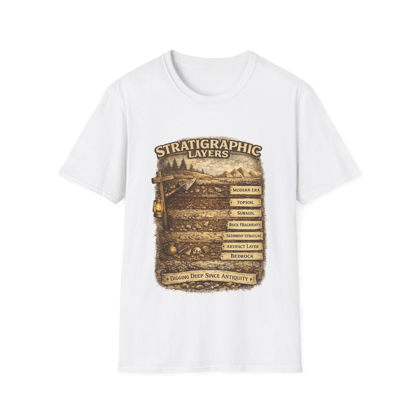 Stratigraphic Layers T-Shirt — Educational Archaeology Diagram Tee
