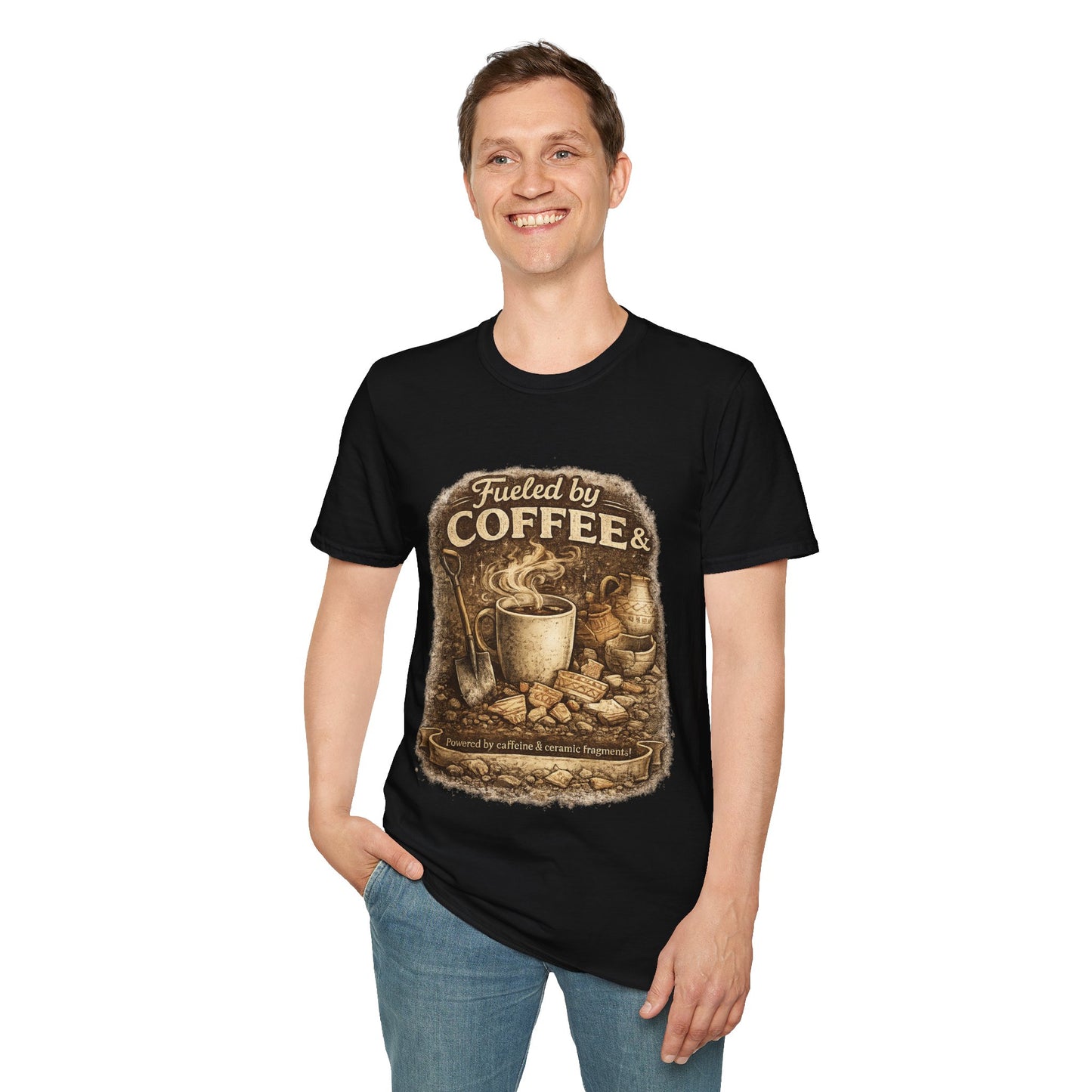 Archaeologist Fuel T-Shirt — Coffee & Pottery Sherds Funny Archaeology Tee
