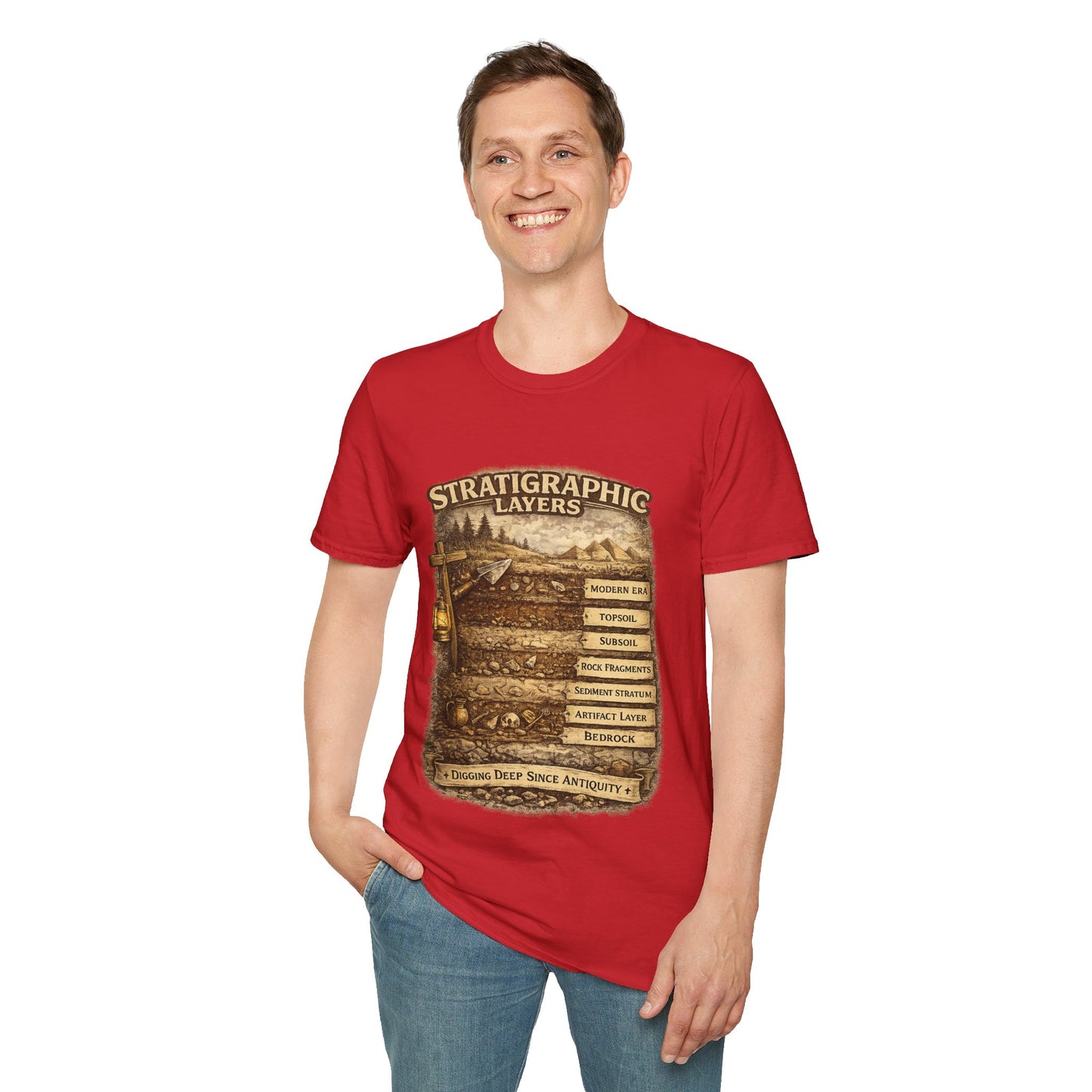 Stratigraphic Layers T-Shirt — Educational Archaeology Diagram Tee