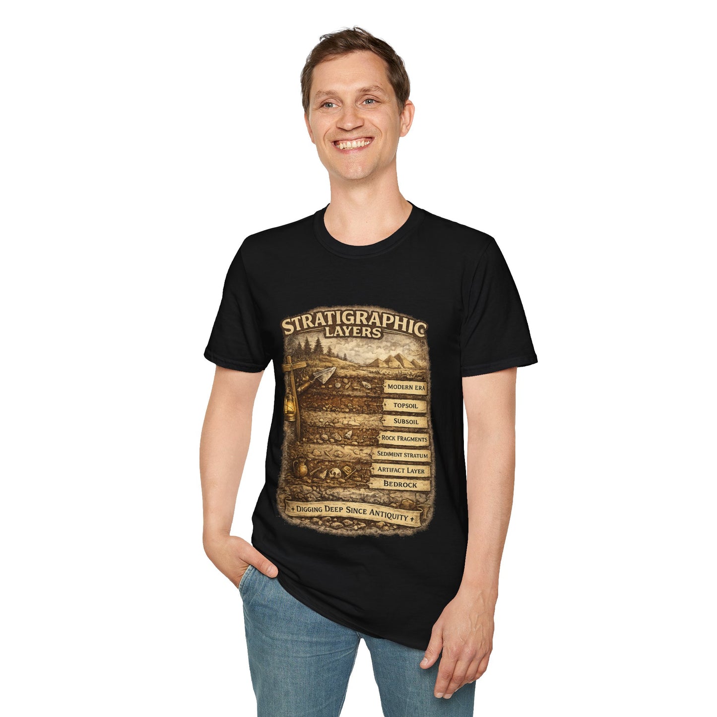 Stratigraphic Layers T-Shirt — Educational Archaeology Diagram Tee