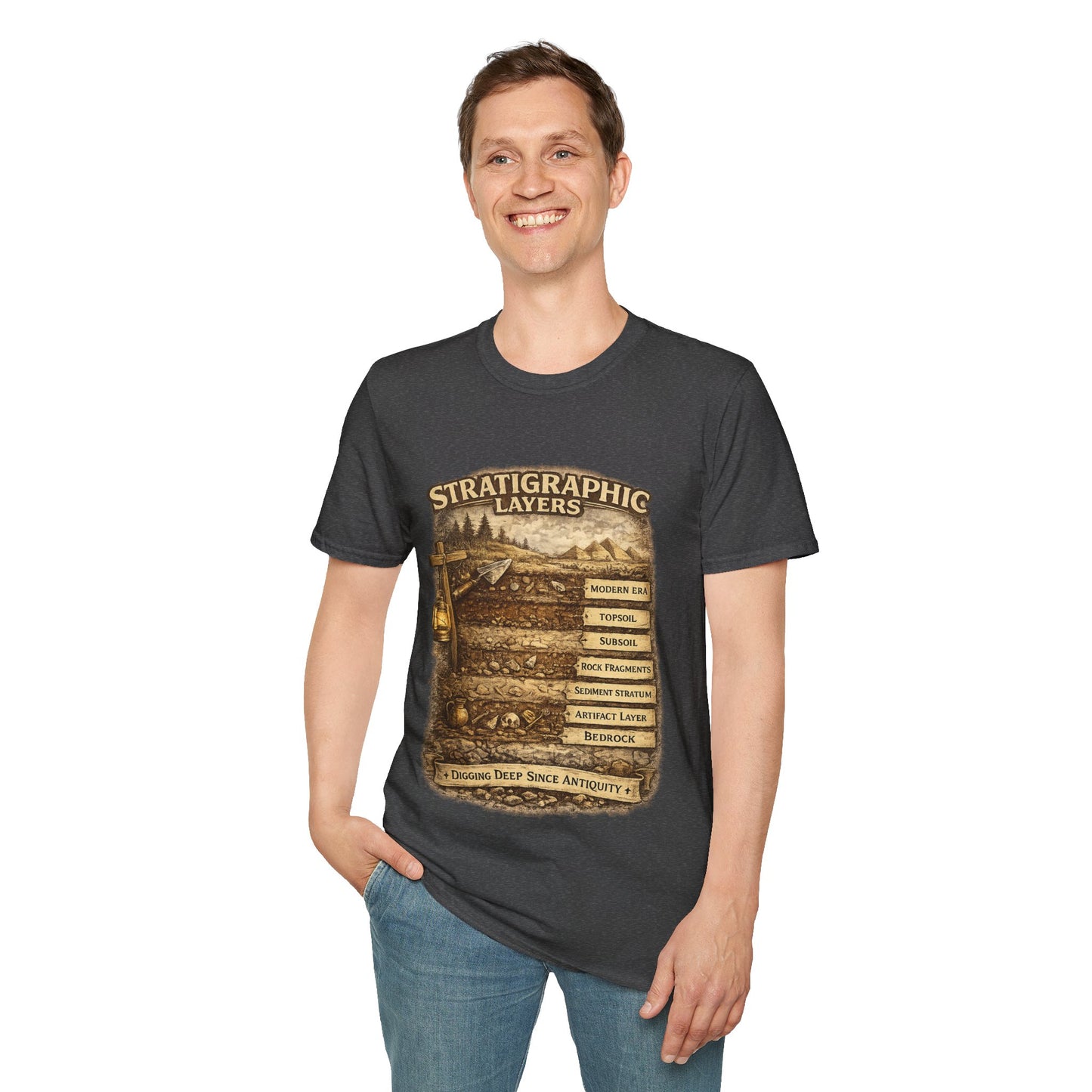 Stratigraphic Layers T-Shirt — Educational Archaeology Diagram Tee