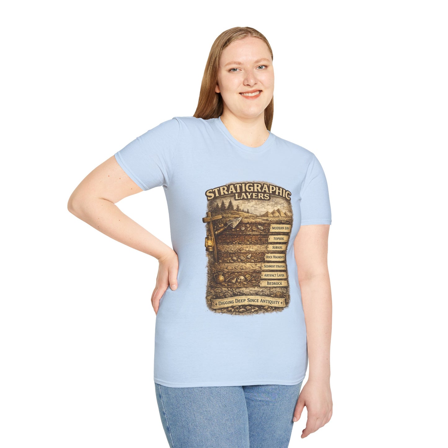 Stratigraphic Layers T-Shirt — Educational Archaeology Diagram Tee