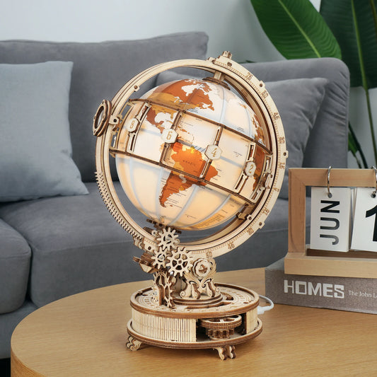 Wooden Globe Lamp 3D Puzzle - Decorative Building Blocks