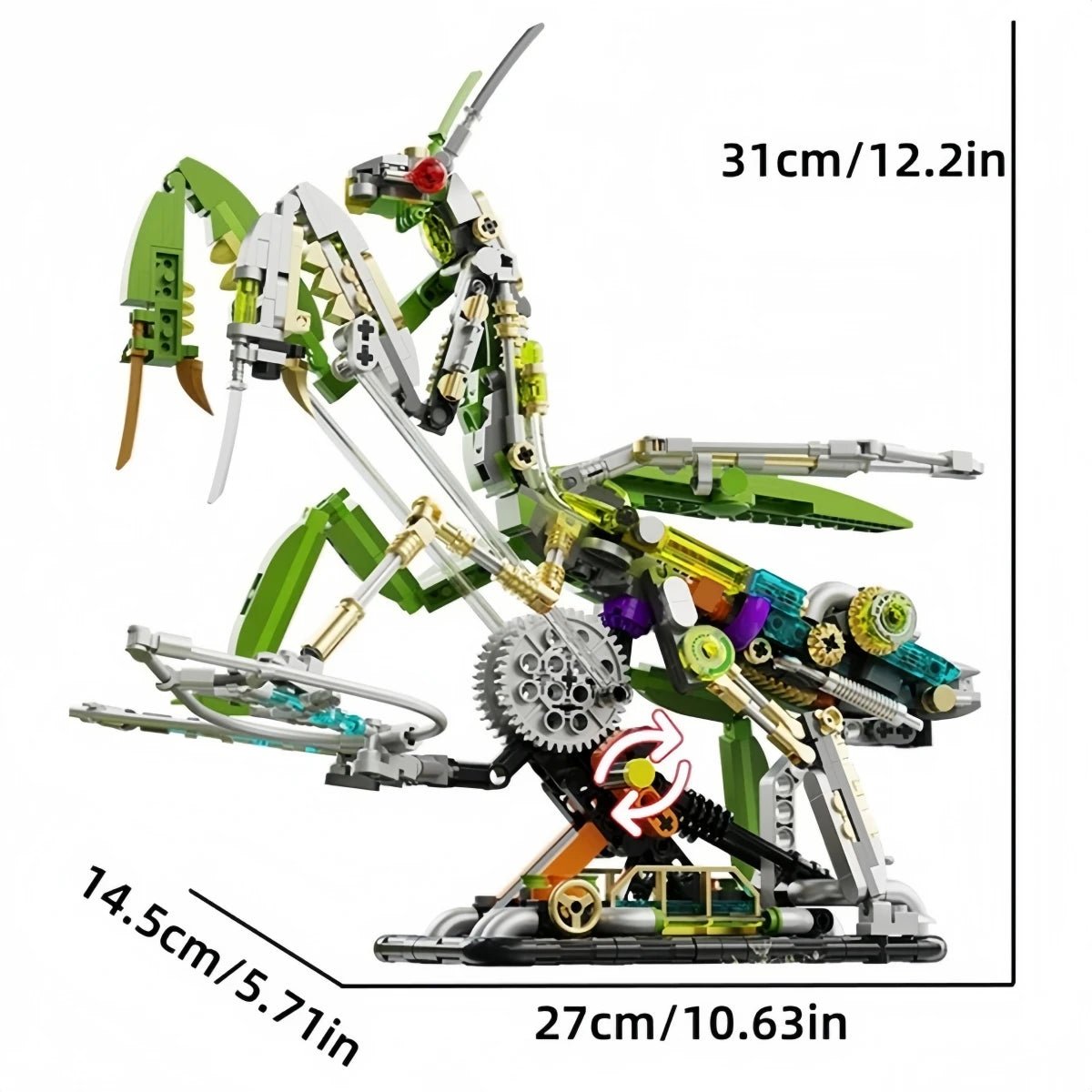 Mechanical Mantis Building Set - 999 Piece Steampunk Insect Model with LED Lights
