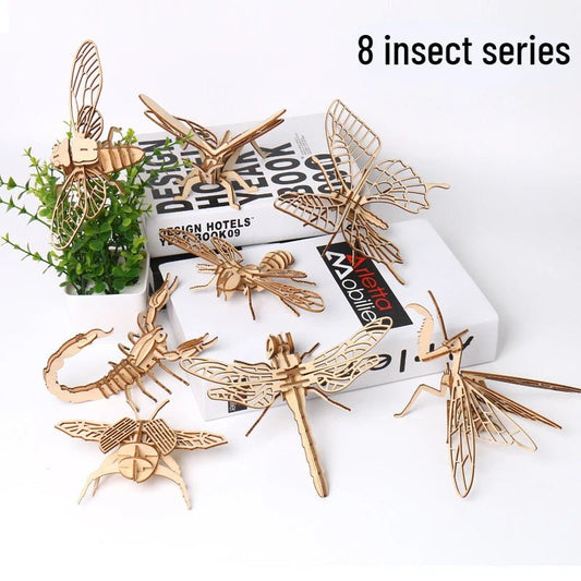 Wooden Multi-Insect 3D Puzzle — Educational Assembly Model for Kids
