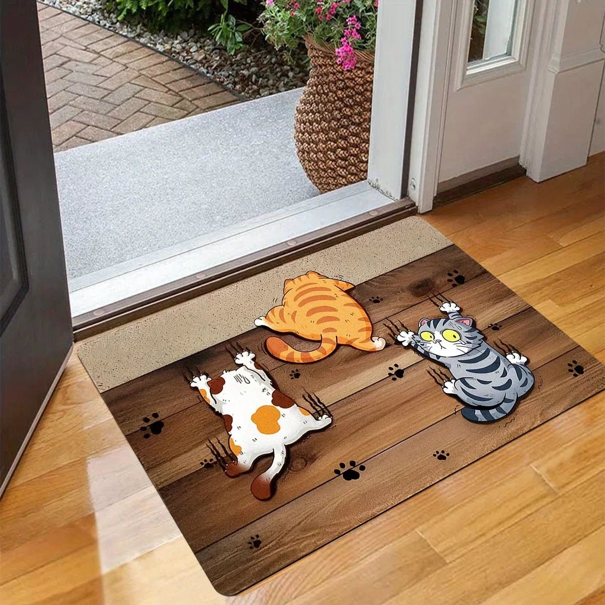 Cute Cat Pattern Door Mat — Non-Slip Absorbent Entrance Rug
