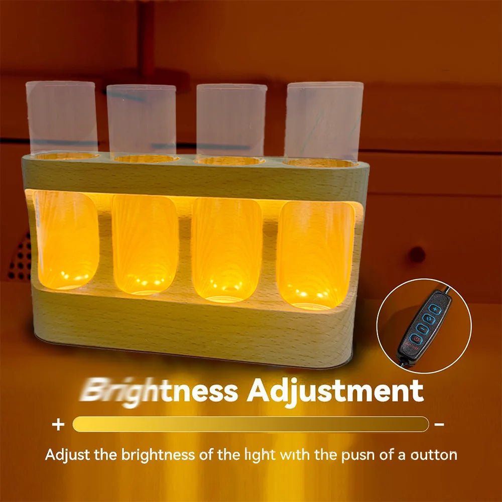 LED Plant Propagation Station — Wooden Stand with 4 Glass Test Tubes & Adjustable Grow Light