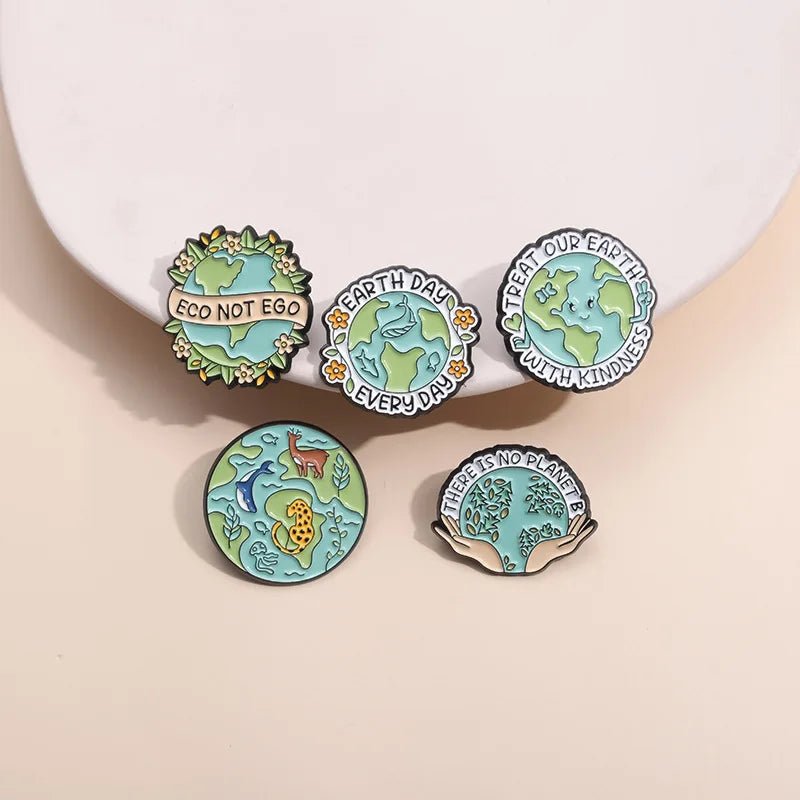 Earth Day Enamel Pin — Protect Our Planet Environmental Awareness Badge