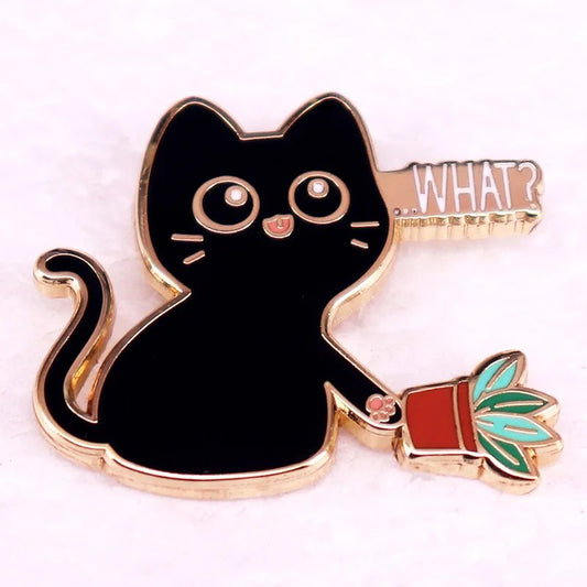 Naughty Black Cat Enamel Pin