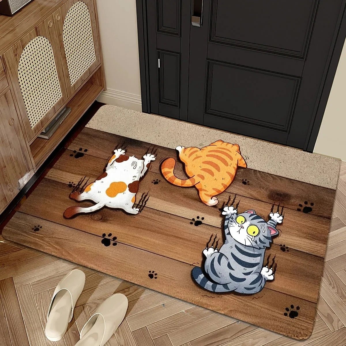 Cute Cat Pattern Door Mat — Non-Slip Absorbent Entrance Rug