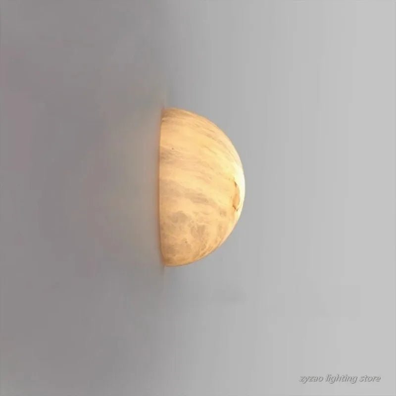Moon Marble Wall Lamp — Minimalist Semicircle LED Light for Bedroom & Living Room