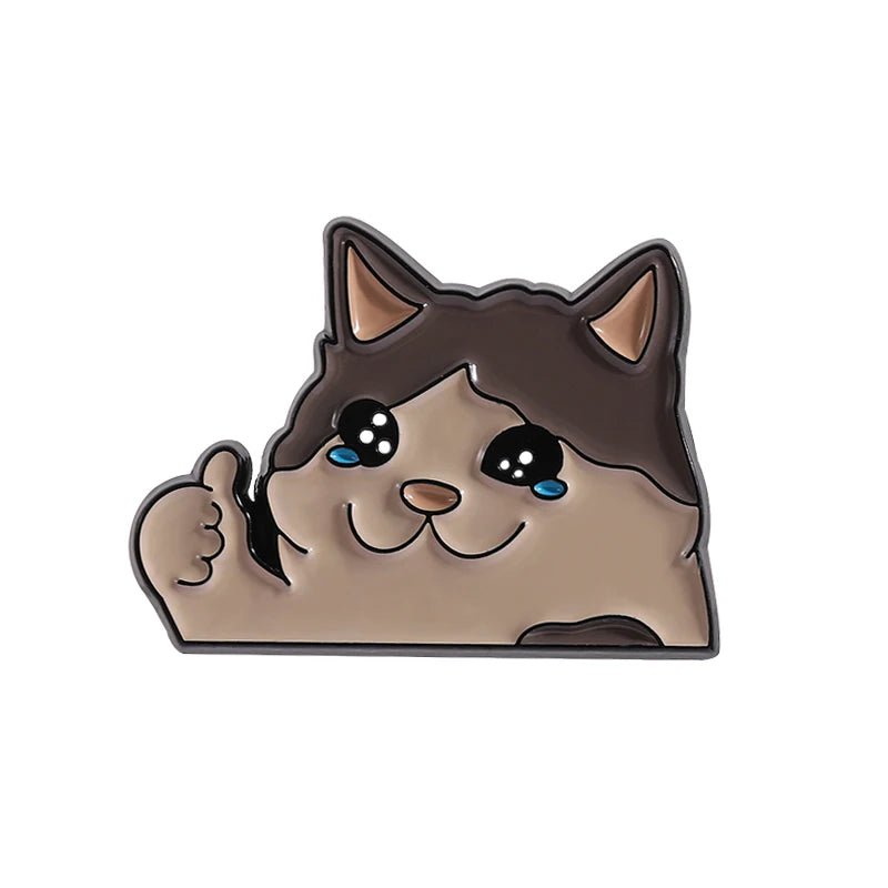 Thumbs Up Crying Cat Enamel Pin