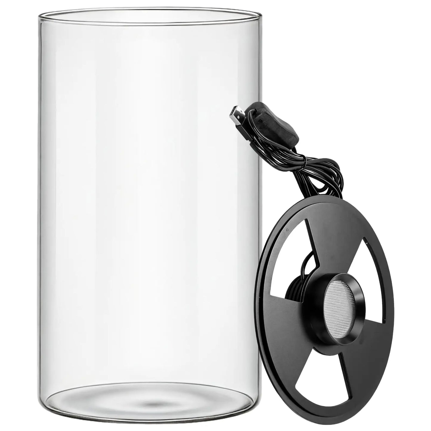 Borosilicate Glass Terrarium with LED Grow Light — Succulent Planter & Mini Aquarium