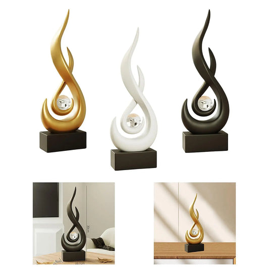 Resin Abstract Fire Statue - Modern Art Sculpture