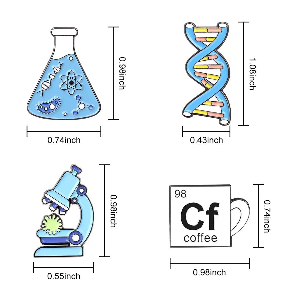 Chemistry Lab Enamel Pins — Beaker, Microscope & Molecule Badges for Science Lovers