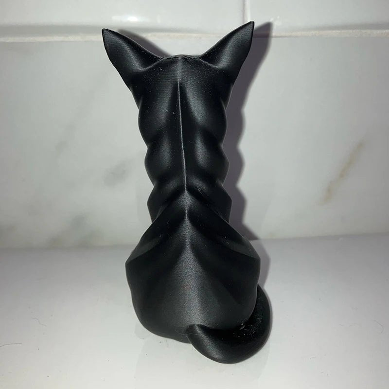 Elegant Striped Cat Sculpture - Charming Figurine for Indoor & Outdoor Decor