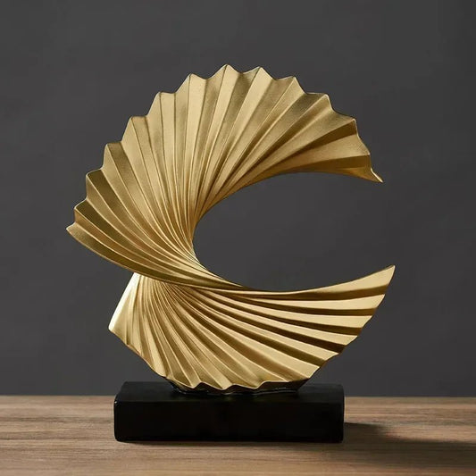 Modern Golden Abstract Sculpture - Resin Art Statue