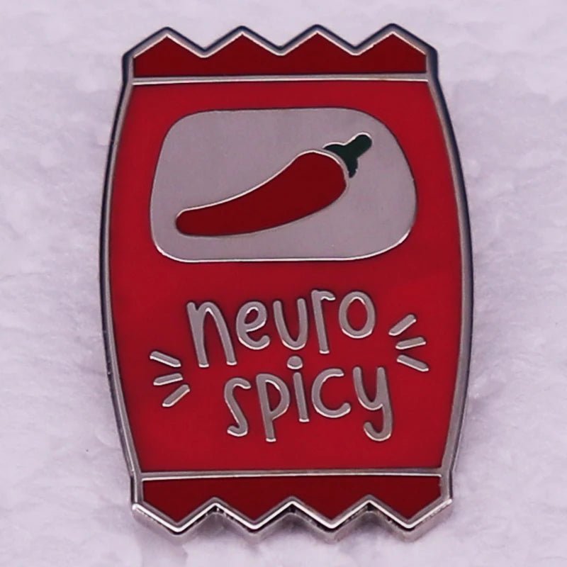 Neuro Spicy Sauce Packet Enamel Pin — ADHD & Neurodivergent Humor Badge