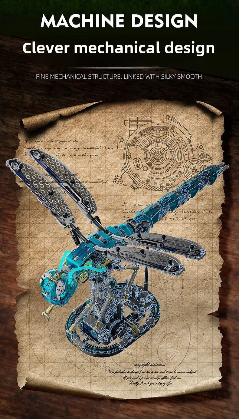866PCS Mechanical Dragonfly Building Set — Steampunk Insect Model with Lights