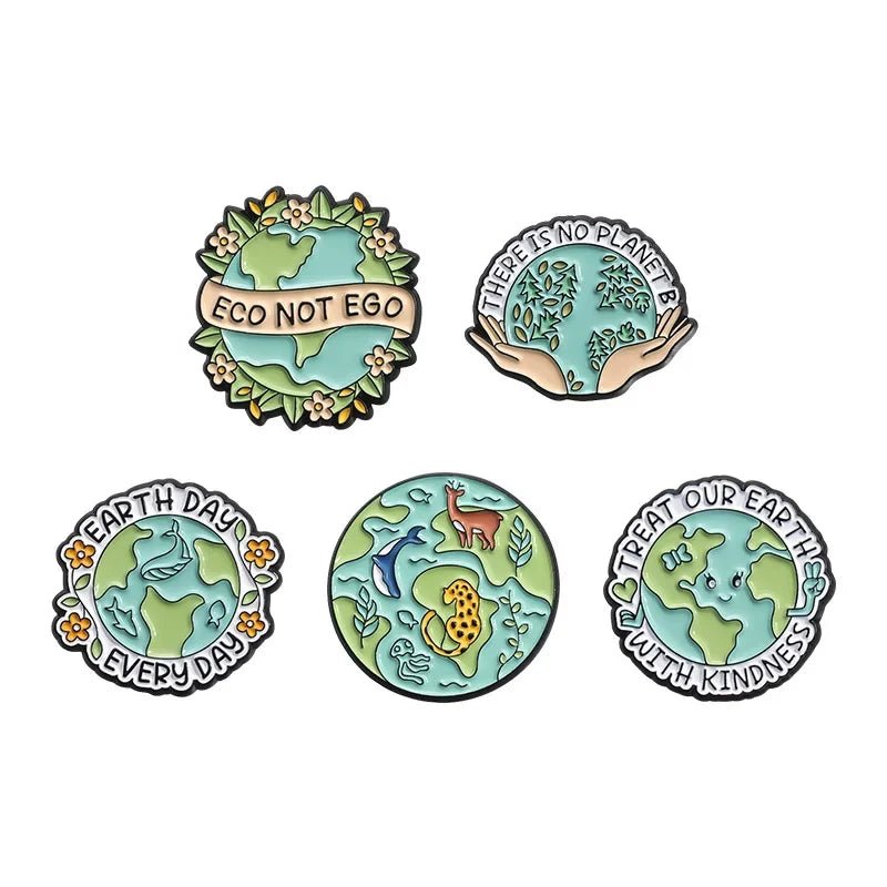 Earth Day Enamel Pin — Protect Our Planet Environmental Awareness Badge