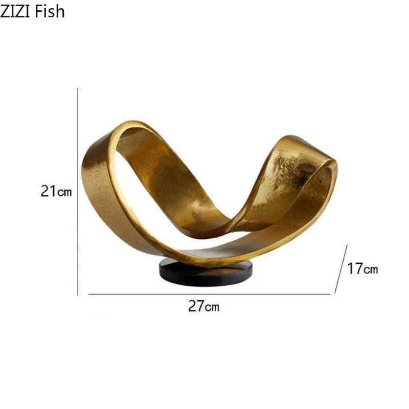 Golden Geometric Abstract Statue - Luxury Home Decor