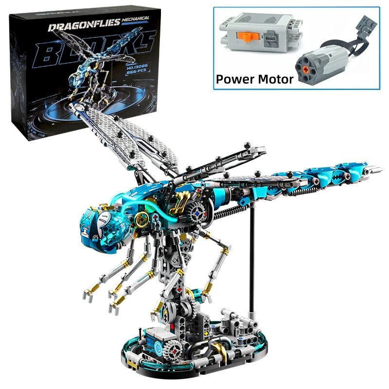 Motorized Mechanical Dragonfly Building Set - Steampunk Insect with Power Motor