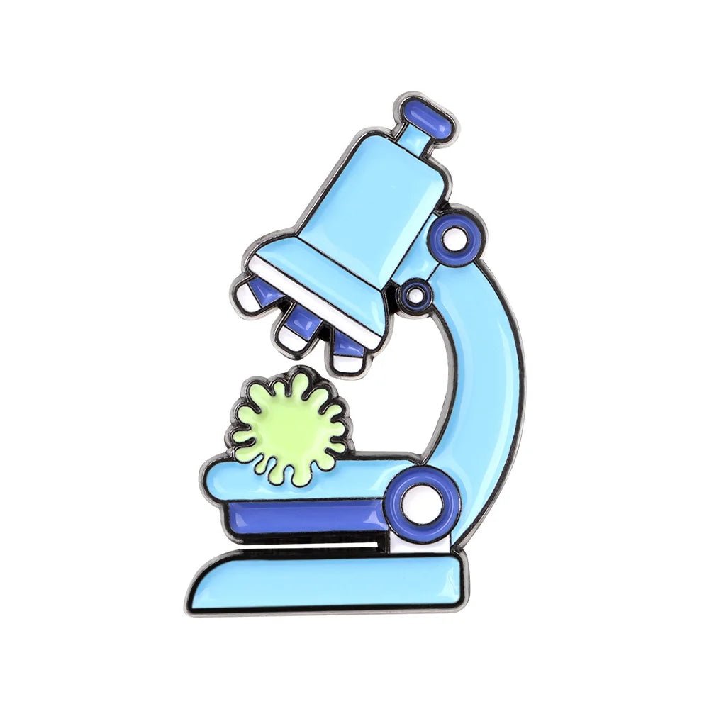 Chemistry Lab Enamel Pins — Beaker, Microscope & Molecule Badges for Science Lovers