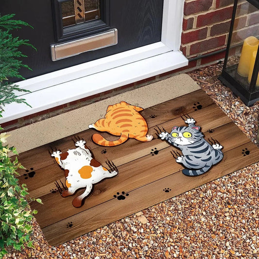 Cute Cat Pattern Door Mat — Non-Slip Absorbent Entrance Rug