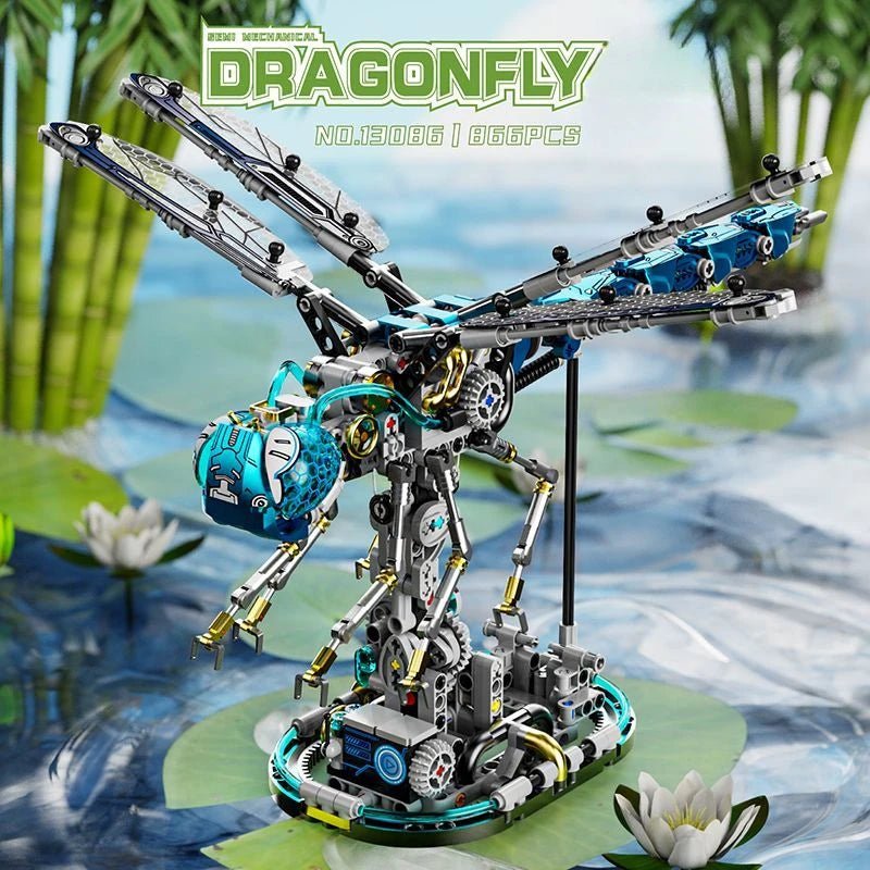 866PCS Mechanical Dragonfly Building Set — Steampunk Insect Model with Lights