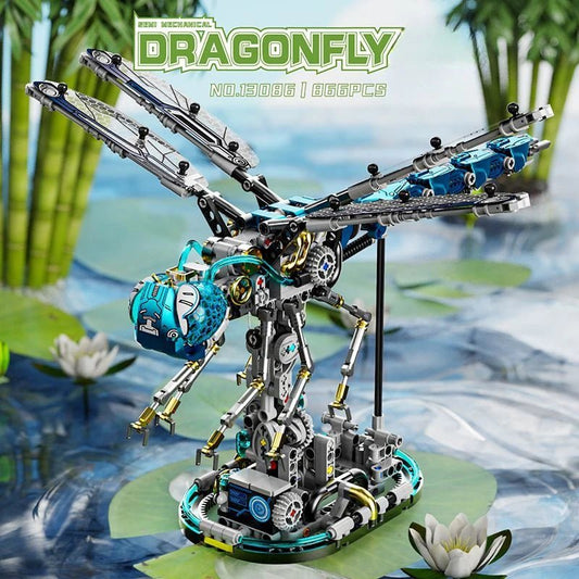 866PCS Mechanical Dragonfly Building Set — Steampunk Insect Model with Lights