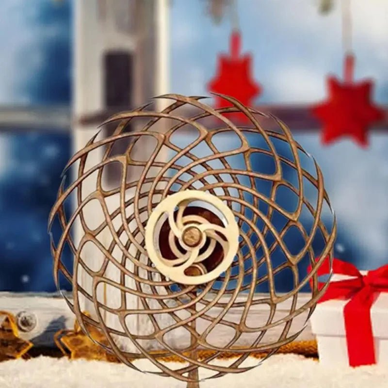 Handmade Kinetic Sculpture - Moving Wooden Windmill Art