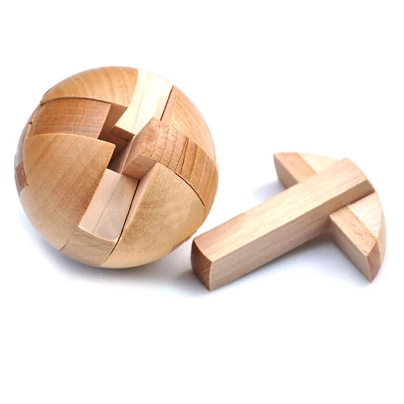 Wooden Kongming Lock - 3D Brain Teaser Puzzle Ball