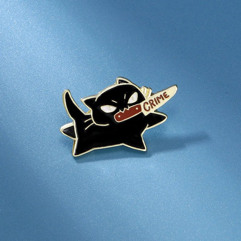'Crime' Black Cat Enamel Pin