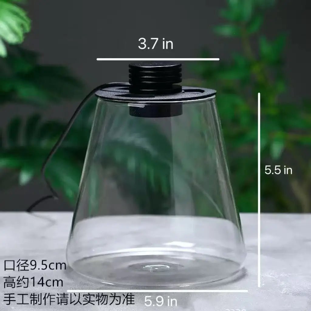 Borosilicate Glass Terrarium with LED Grow Light — Succulent Planter & Mini Aquarium