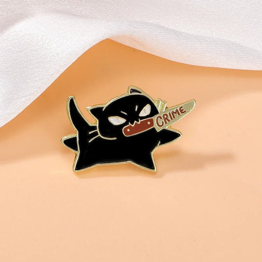 'Crime' Black Cat Enamel Pin