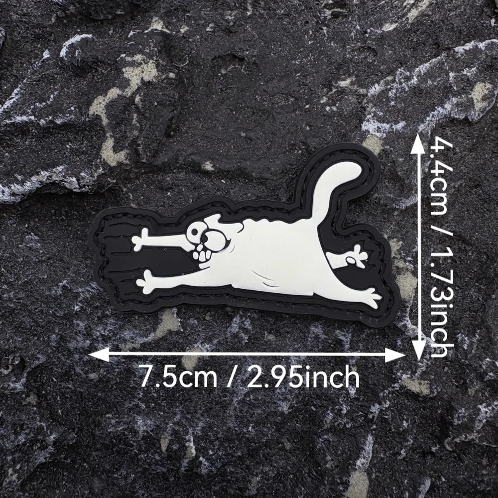 Luminous Cat PVC Patch — Glow-in-Dark Velcro Badge for Bags & Backpacks