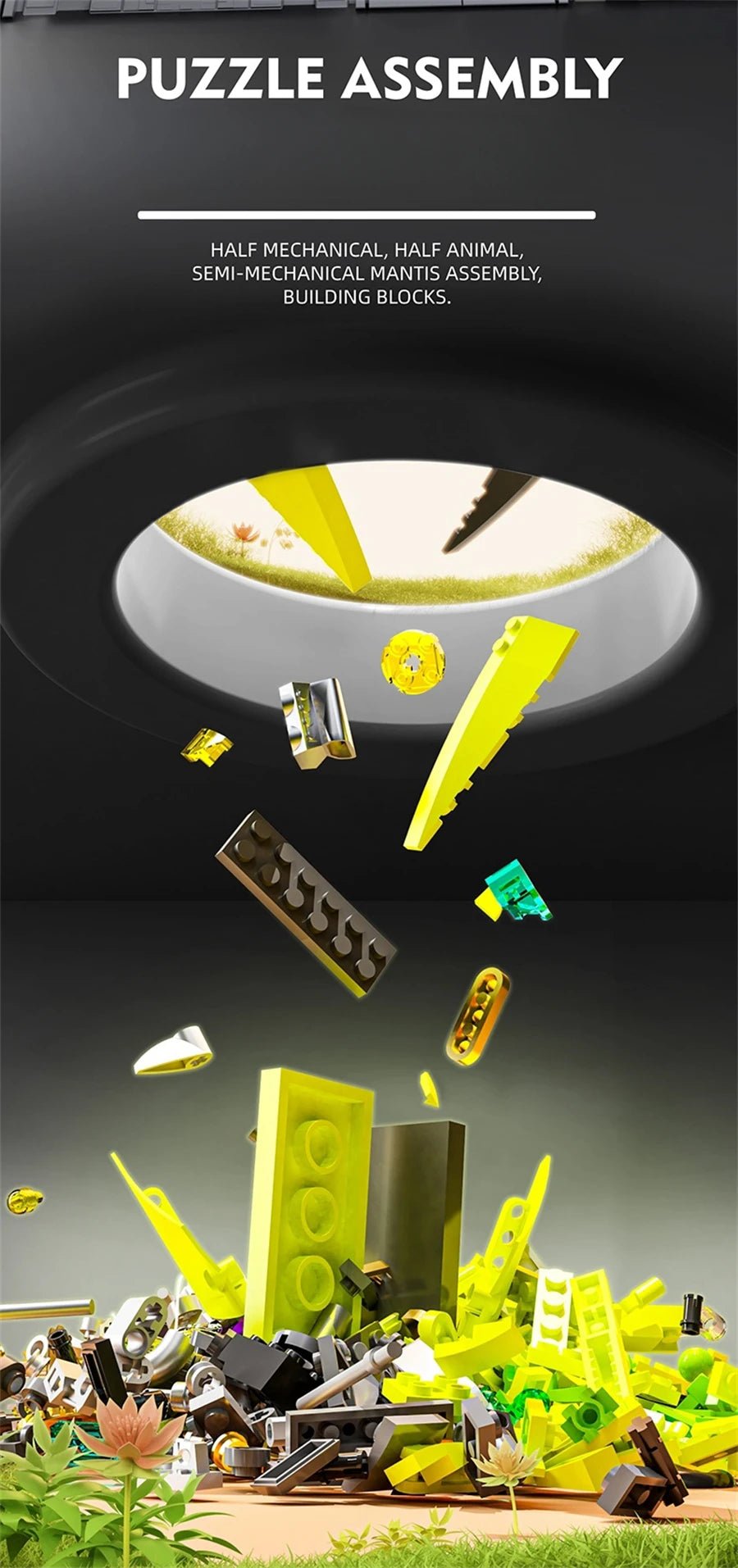 Mechanical Mantis Building Blocks Kit — 866PCS Steampunk Insect Model