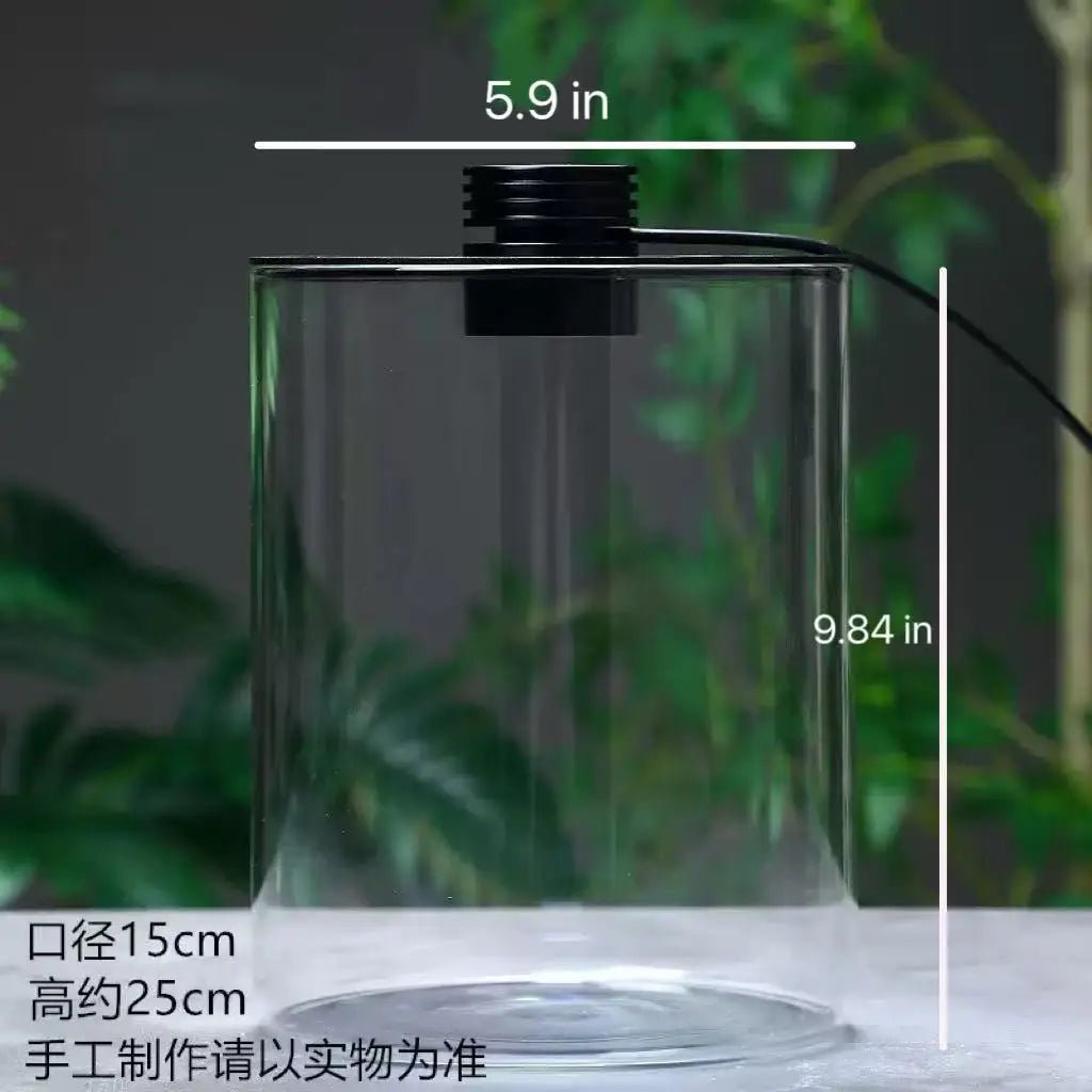 Borosilicate Glass Terrarium with LED Grow Light — Succulent Planter & Mini Aquarium