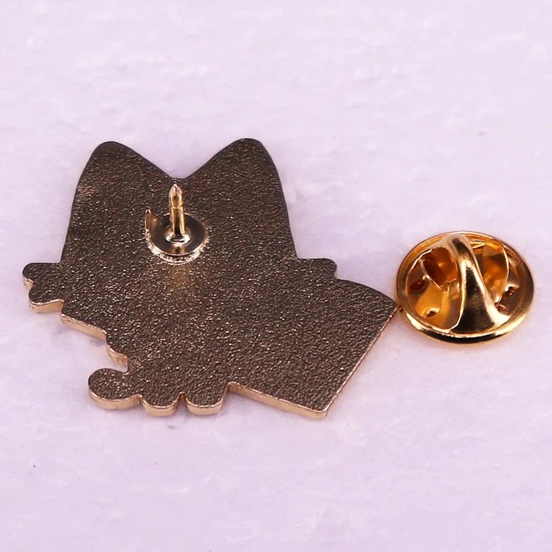 Keep Trying Black Cat Enamel Pin — Motivational Cat Brooch