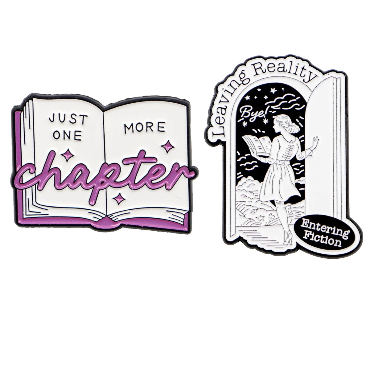 Book Lover Enamel Pins — Cartoon Character Brooches for Readers
