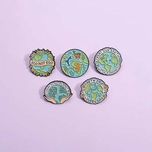 Earth Day Enamel Pin — Protect Our Planet Environmental Awareness Badge